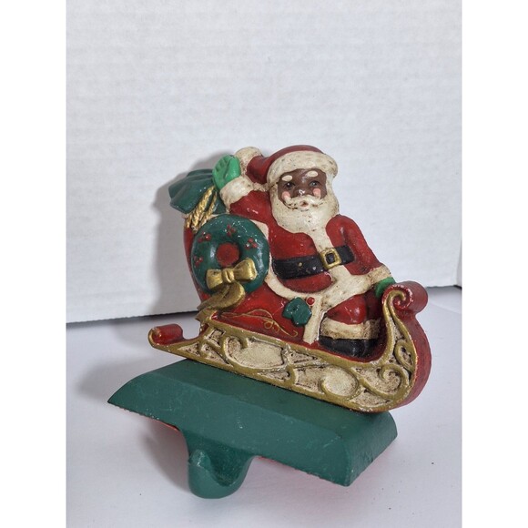 Three Midwest Imports Santa In Sleigh Hand Painted Cast Iron Stocking Hangers - Picture 6 of 12